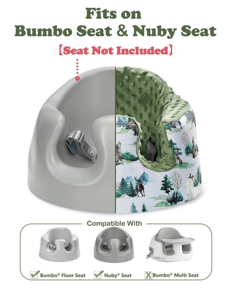BOMOLOUR Seat Cover Compatible with Bumbo Seat and Nuby Seat, Floor Seat Cover for Boys and Girls, Removable Breathable Baby Seat Cover, New Designed, Anti-Slip, Seat Not Included, Green Forest - Image 3